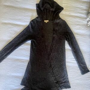 Cozy Black Hooded Wrap Cardigan